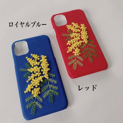 映画「ロマンスドール」で蒼井優さん使用　刺繍のふわふわミモザ iPhoneケース 2枚目の画像