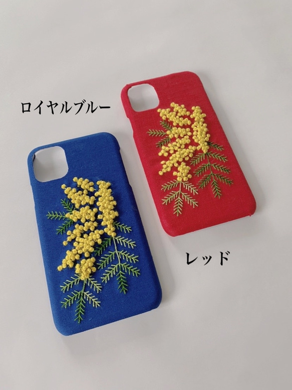 映画「ロマンスドール」で蒼井優さん使用　刺繍のふわふわミモザ iPhoneケース 2枚目の画像