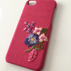 刺繍の花柄 iPhoneケース No.17 1枚目の画像