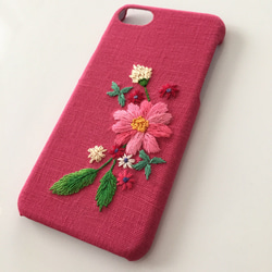 刺繍の花柄 iPhoneケース No.18 1枚目の画像