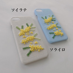 （2か月待ち）新色追加♡全5色　刺繍のふわふわ新ミモザ iPhoneケース 5枚目の画像