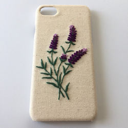 刺繍のラベンダー香る iPhoneケース 2枚目の画像