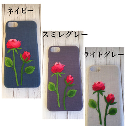 刺繍の凜と咲く薔薇 iPhoneケース 3枚目の画像