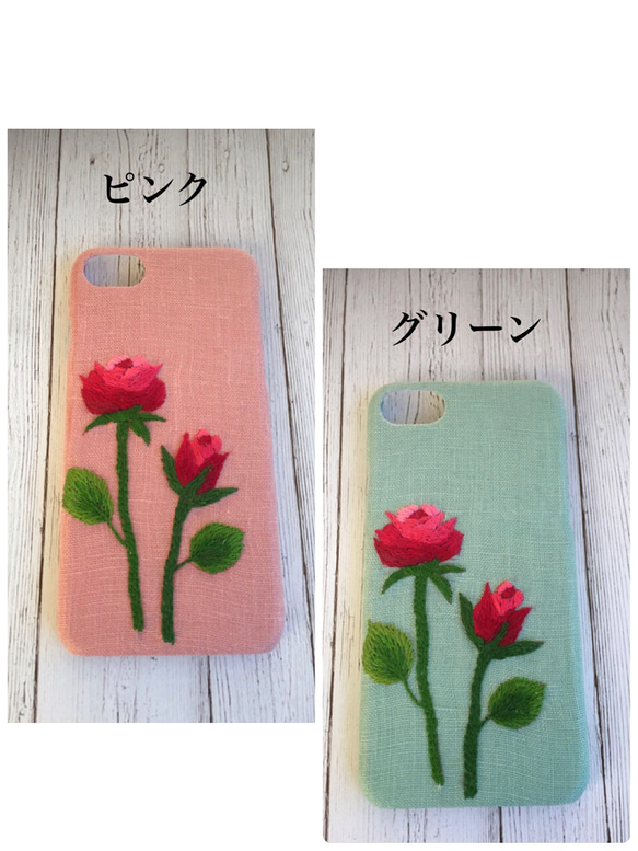 刺繍の凜と咲く薔薇 iPhoneケース 4枚目の画像