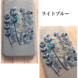 刺繍のワントーンカラーボタニカル iPhoneケース 5枚目の画像