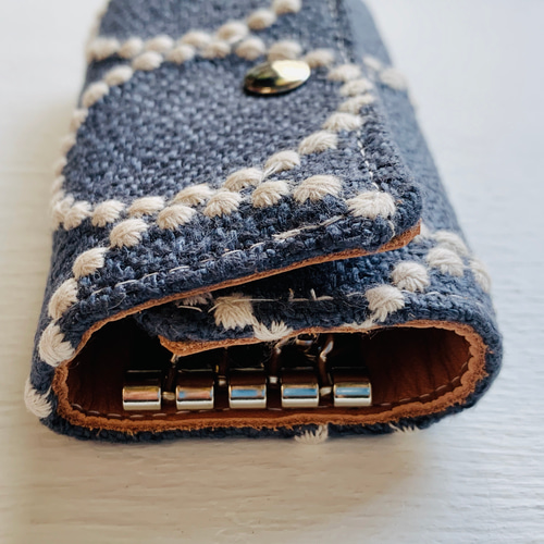 ミナペルホネン◎本革キーケース タンバリン ネイビー キーケース