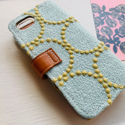 ミナペルホネン＆本革◎手帳型スマホケース　タンバリン　iPhone Android 3枚目の画像