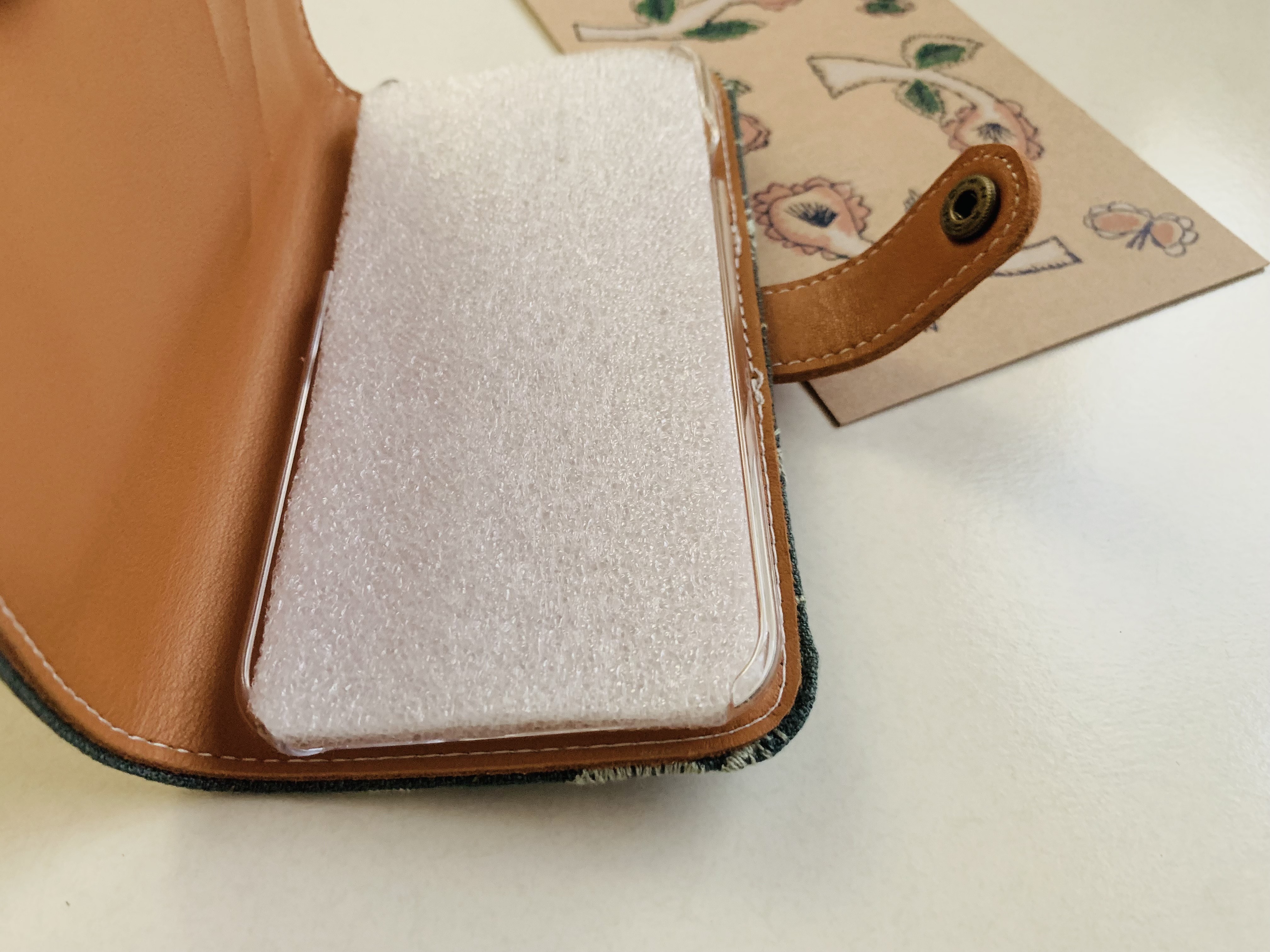 本革＆ミナペルホネン　手帳型スマホケース　iPhoneケース　アネモネ　モスグリーン　全機種作製可能　アンドロイド