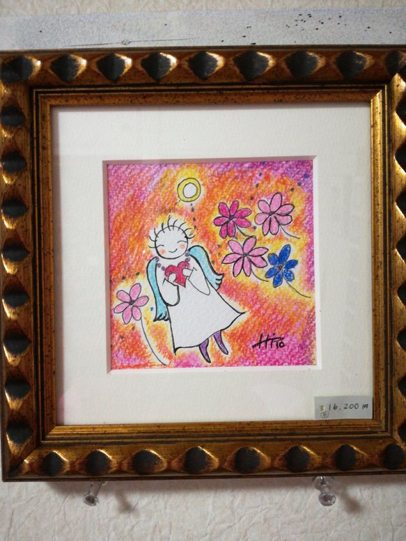 水彩とパステル、色鉛筆の手描き　天使 1枚目の画像