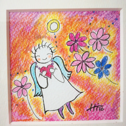 水彩とパステル、色鉛筆の手描き　天使 2枚目の画像