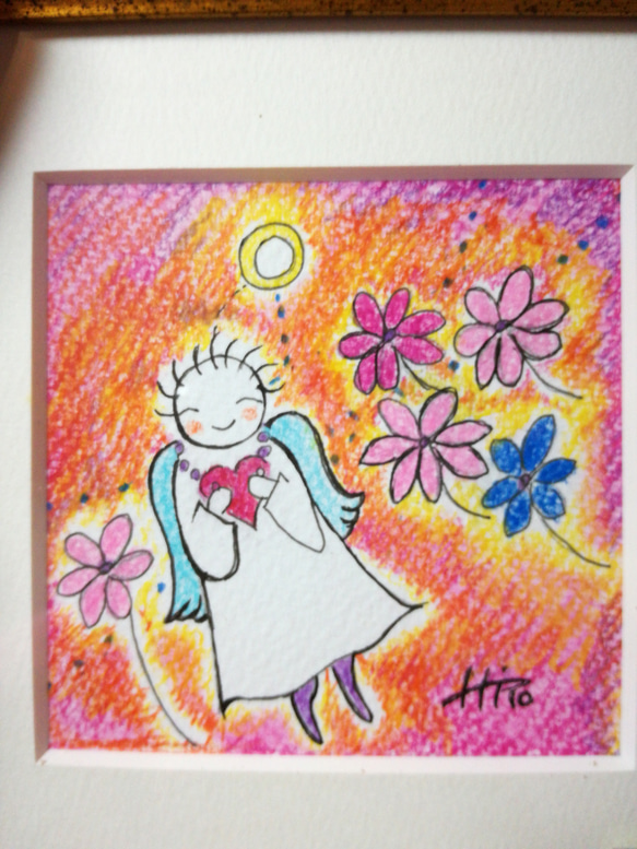 水彩とパステル、色鉛筆の手描き　天使 4枚目の画像