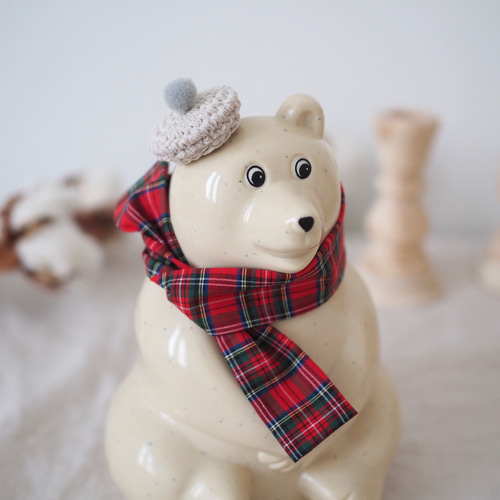 しろくま貯金箱 チェックマフラー マフラー riri 通販 10580332