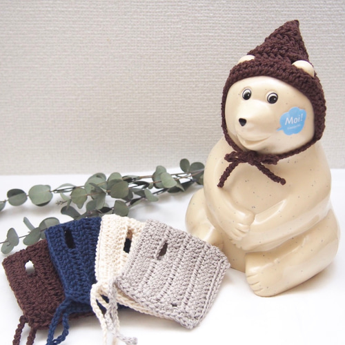 しろくま貯金箱 ボンネット ピクシーハット ニット帽・ビーニー riri