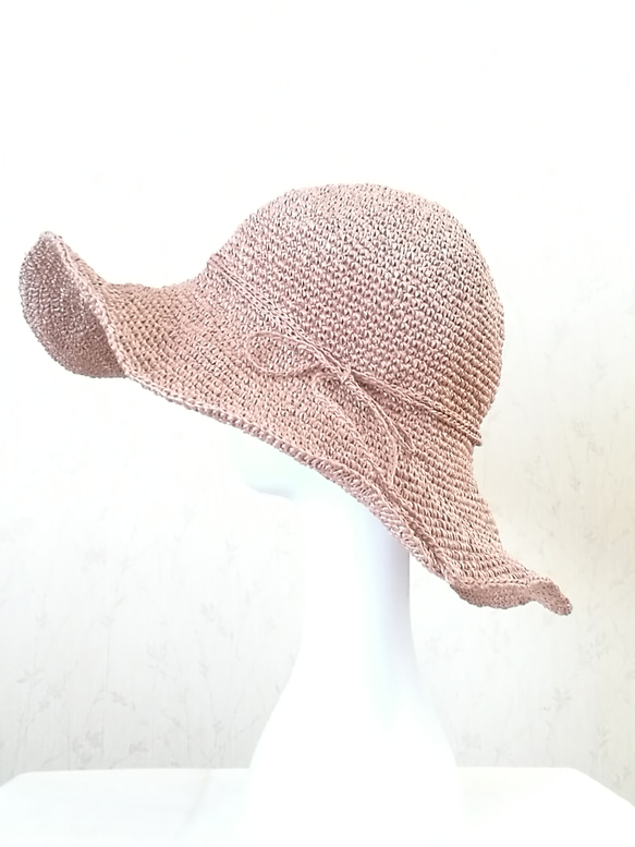 【送料無料】折り畳めるワイドなブリムの夏帽子☆ゆったりサイズ 2枚目の画像