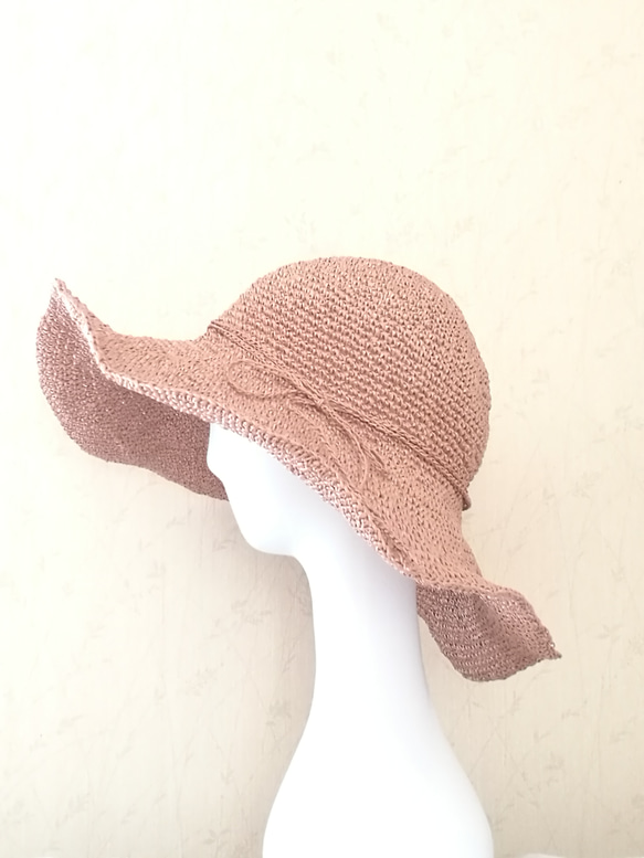 【送料無料】折り畳めるワイドなブリムの夏帽子☆ゆったりサイズ 3枚目の画像