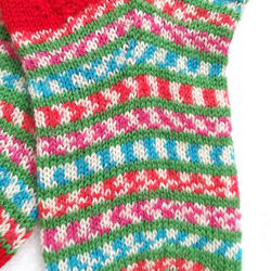 【L】クリスマス靴下♪手編み靴下☆ニットソックス☆洗濯機で洗えます 5枚目の画像