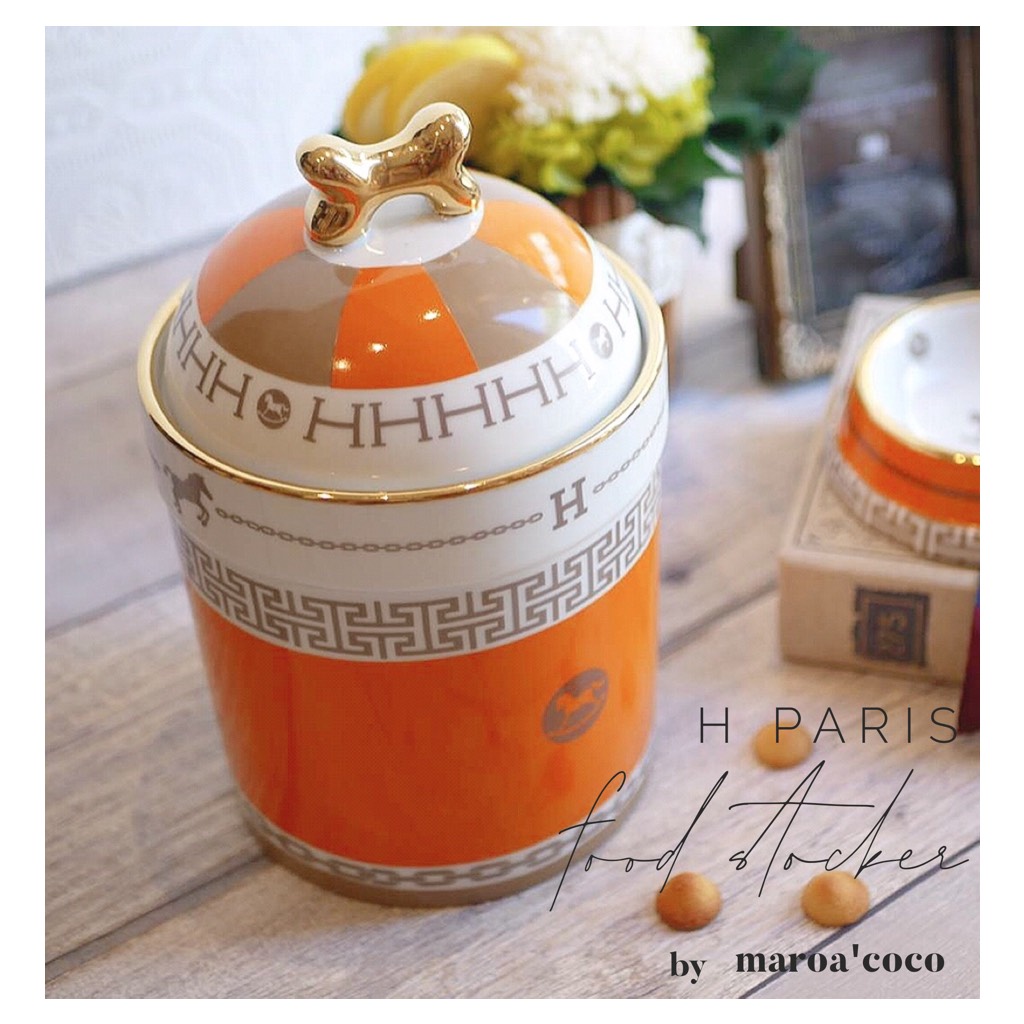 Hパリス　ペットフードストッカー(フードボウル)【お名前入り可能】