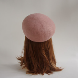 羊毛フェルトのぷっくらベレー帽（ピンク） 3枚目の画像