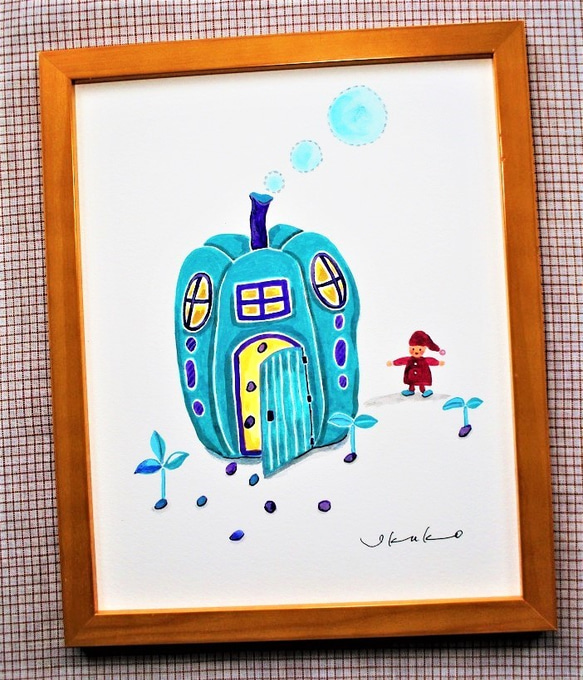 【国内在庫】 ピーマンハウス～小人 145 （創作イラスト原画） ikuko イラスト 絵画