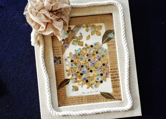 56 紫陽花(押し花アート） 立体・オブジェ ikuko 通販 1099996｜Creema