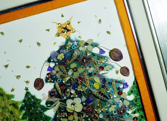 52　メリークリスマス（押し花アート） 2枚目の画像