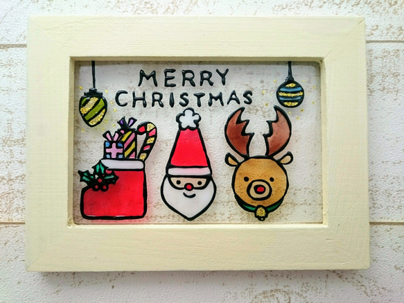 ステンドグラス☆のクリスマスのリース　犬のサンタクロース ステンドグラス☆のクリスマスのリース 犬のサンタクロース 楽天