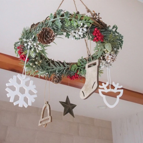 Creema限定☆Xmasオーナメント付き☆フライングリース☆クリスマス