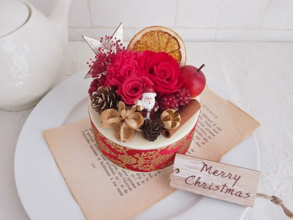 Creema限定☆サンタのクリスマスケーキ風アレンジメント （クリア