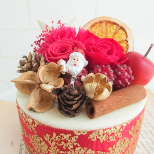 Creema限定☆サンタのクリスマスケーキ風アレンジメント （クリア