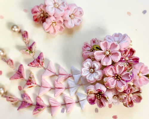つまみ細工*桜の髪飾りセット* かんざし tsumami_maki 通販 つまみ細工*桜の髪飾りセット* かんざし tsumami_maki 通販