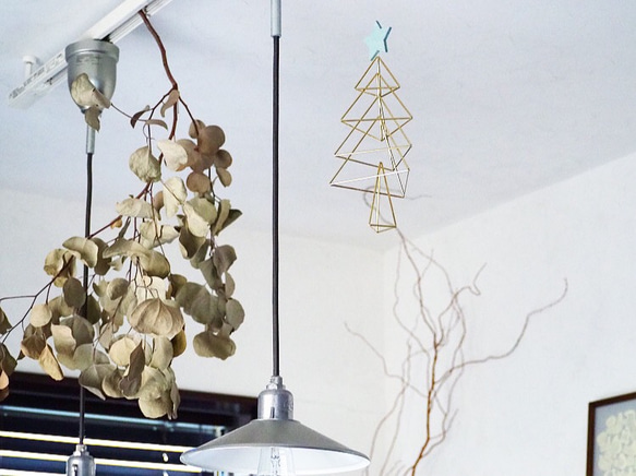 真鍮製モビール♢北欧ヒンメリ♢christmasツリー Sサイズ 2枚目の画像