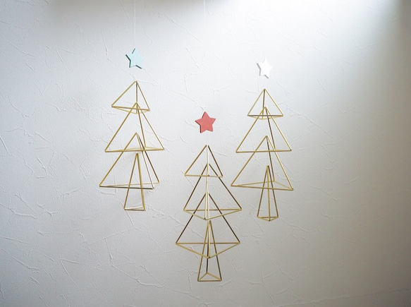 真鍮製モビール♢北欧ヒンメリ♢christmasツリー Sサイズ 3枚目の画像