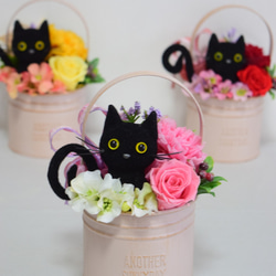 再販★花と猫 【ピンク】プリザーブドフラワー 猫 花 カーネーション 猫好き プレゼント 母の日 誕生日 フラワー 8枚目の画像