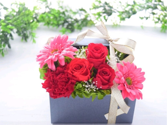 真紅のプリザーブドフラワーアレンジメント プリザーブドフラワー(レッド) フラワーボックス 花 母の日 お祝い