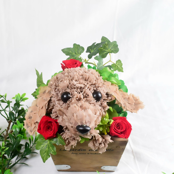 フラワーペット【ダックスフンド】プリザーブドフラワー ペット 犬 花 母の日 誕生日 お供え カーネーション 6枚目の画像