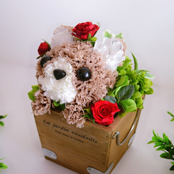 【チワワ】プリザーブドフラワー 犬 動物  花  プレゼント 母の日 誕生日 ペット お供え フラワーギフト いぬ 3枚目の画像