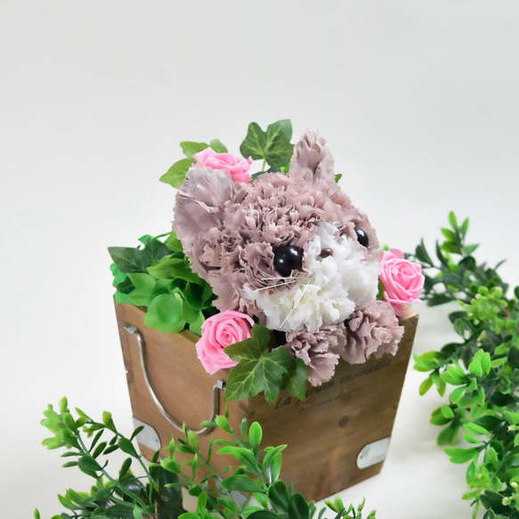 【茶猫】プリザーブドフラワー 花 猫 カーネーション ねこ 誕生日 母の日ギフト お供え フラワーアレンジメント 8枚目の画像