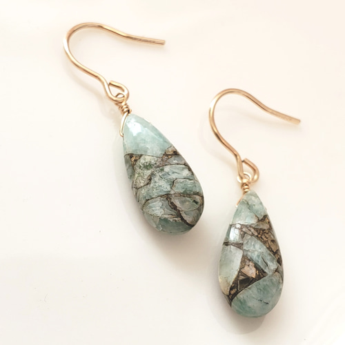 希少✳︎大粒シンデレラアクアマリン　レクタングル　14kgf　天然石ピアス 希少✳︎大粒シンデレラアクアマリン 14kgf 天然石ピアス/イヤリング