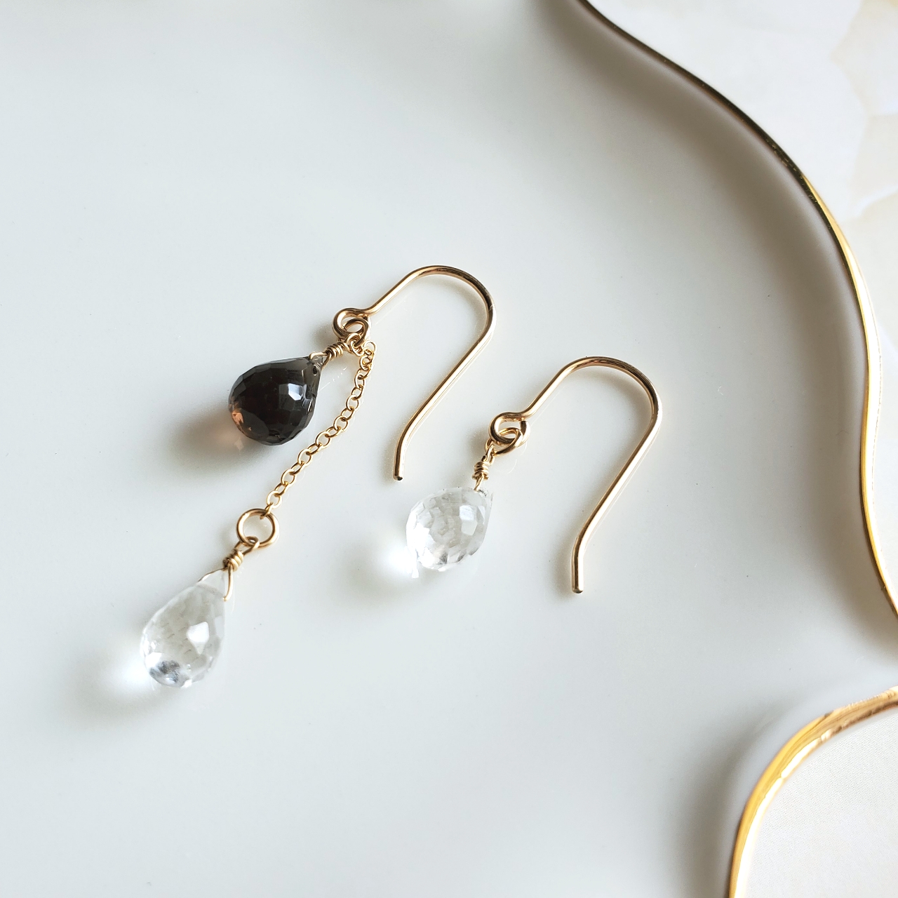 楽天市場】14kgfピアス◇天然石 circleピアス クラック