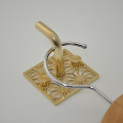 真鍮製☆インテリアフック☆麻柄透かし☆和柄 フック☆壁掛け