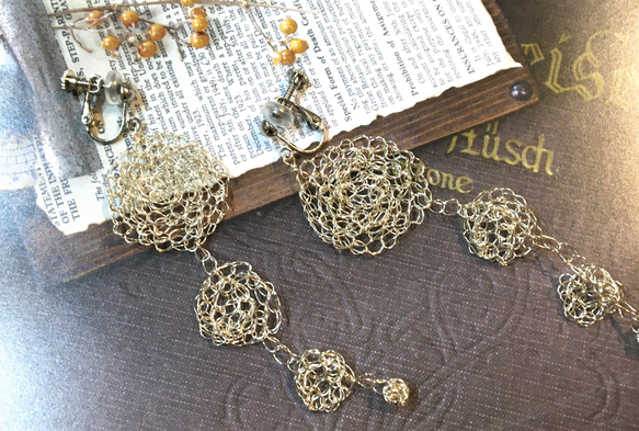 ワイヤークロッシェ＊かぎ針で編んだワイヤーピアス ピアス