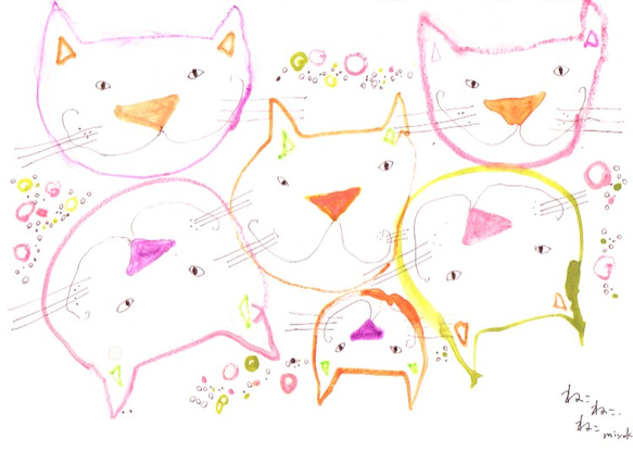 イラストカードセット　ねこ　5枚組 3枚目の画像