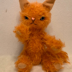 オレンジカーリーモヘアのキャット　テディベア　猫 5枚目の画像