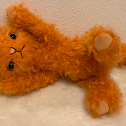 オレンジカーリーモヘアのキャット　テディベア　猫 6枚目の画像