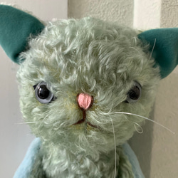 緑キャット　テディベア　猫 2枚目の画像