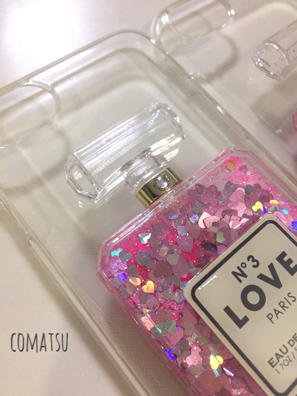 再販♡ピンク キラキラ綺麗 香水ボトル スマホケース iphone全機種対応/Xperia/AQUOS/Galaxy 3枚目の画像