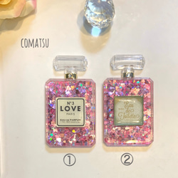 プリティカラー♡ キラキラピンク香水瓶×リボン スマホケース iphone/AQUOS/Galaxy/Xperia 3枚目の画像