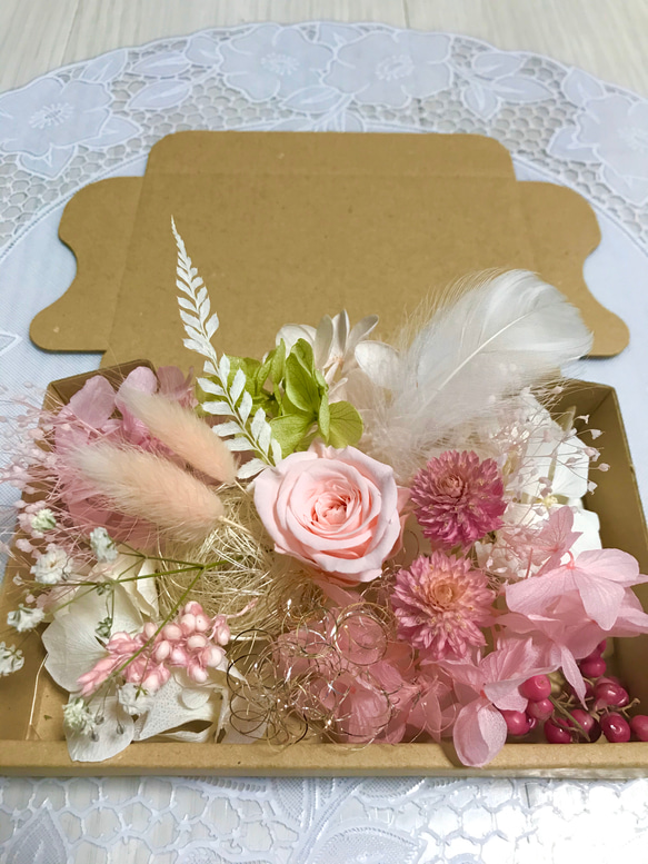 プラチナピンクローズ♡ハーバリウム花材ドライフラワー 花材セット 2枚目の画像