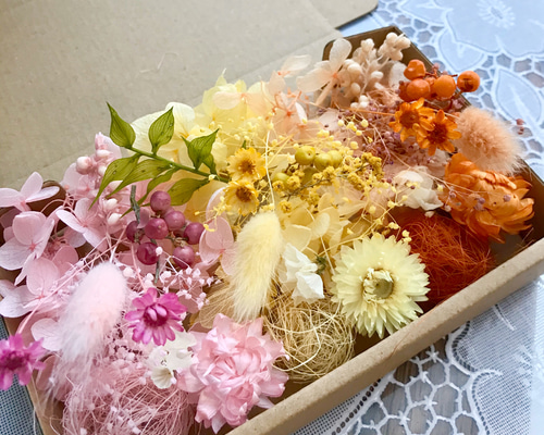 パステル3色ヘリクリサム入り＊ハーバリウム花材ドライフラワー 花材