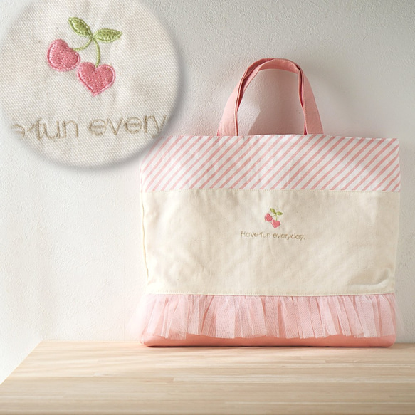 入園入学セットハンドメイドレッスンバッグ女の子ハートピンクナチュラルオーダー可能 入園入学セットハンドメイドレッスンバッグ女の子ハートピンク
